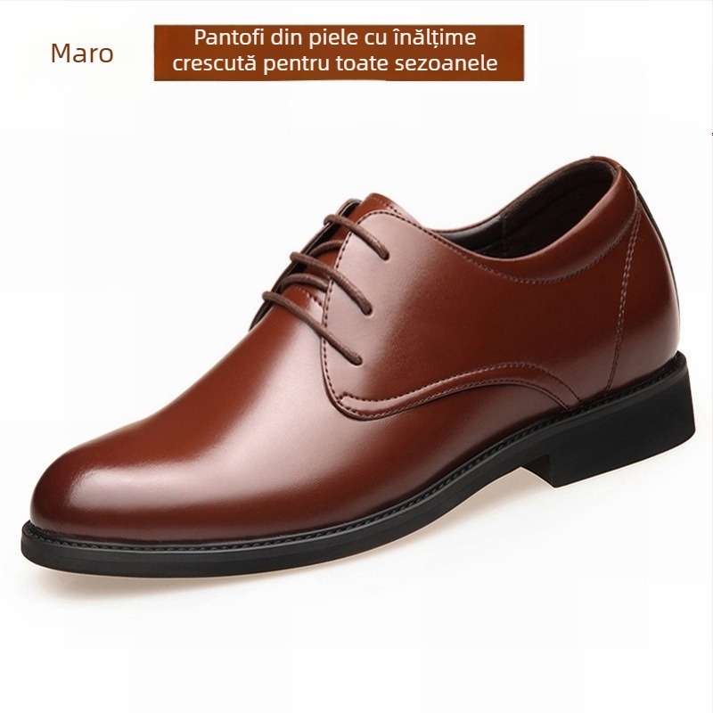 Pantofi de piele pentru bărbați — partea superioară din piele naturală, căptușeală din piele, talpă din cauciuc, șireturi, înălțimea toc 1–3 cm, stil business, birou