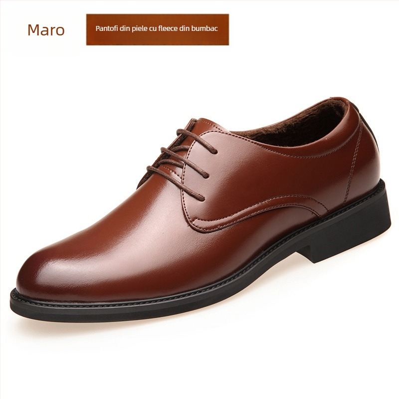 Pantofi de piele pentru bărbați — partea superioară din piele naturală, căptușeală din piele, talpă din cauciuc, șireturi, înălțimea toc 1–3 cm, stil business, birou