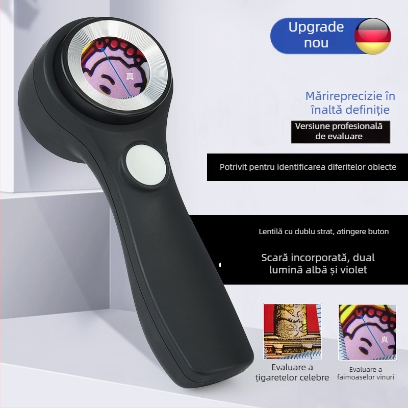 Lupă de mărire pentru evaluarea bijuteriilor destinate persoanelor în vârstă, cu întrerupător tactil, mare mărire, lentilă HD