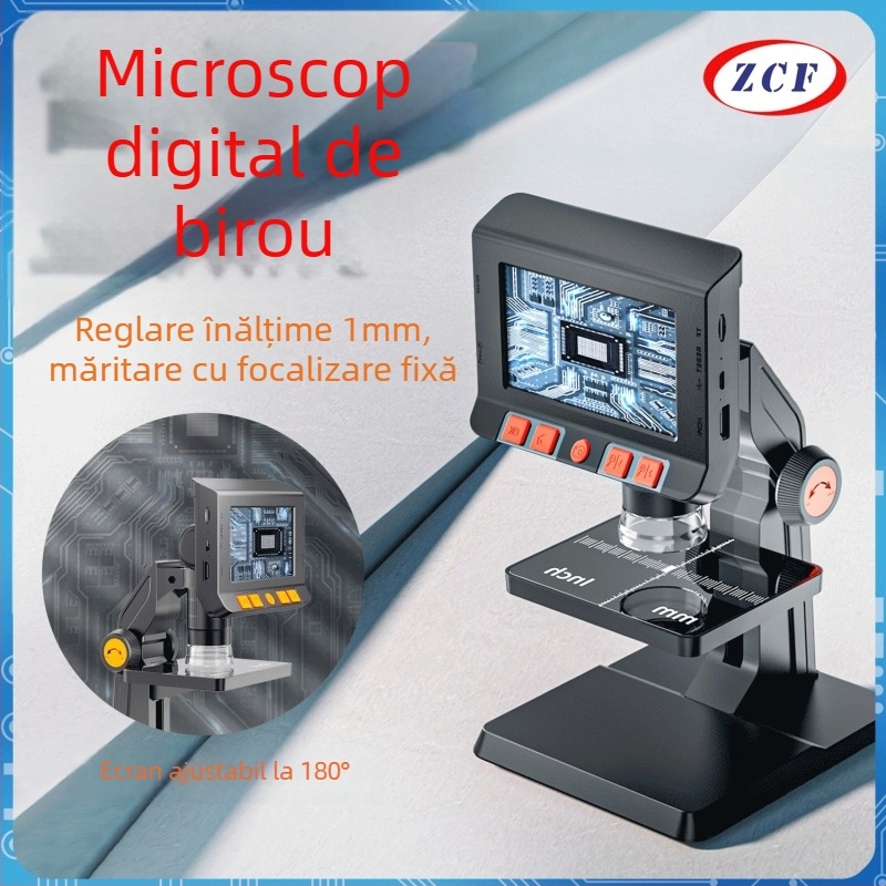 Microscop digital de birou cu ecran integrat (HD, portabil, mărire cu telefonul, microscop video industrial)