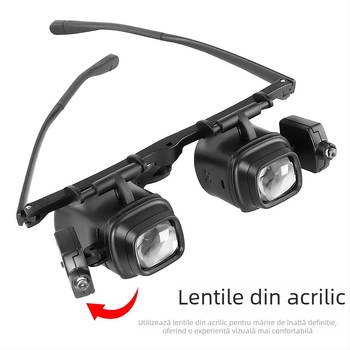 Lupa de cap cu LED pentru reparații la ceasuri și plăcile de bază ale telefoanelor mobile, focalizare reglabilă