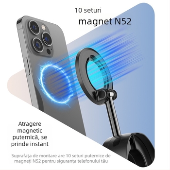 Suport magnetic pentru telefon compatibil MagSafe, rotire de 720°, pliabil, din ABS+PC, funcție anti-shake, pentru călătorii cu avionul și trenuri rapide