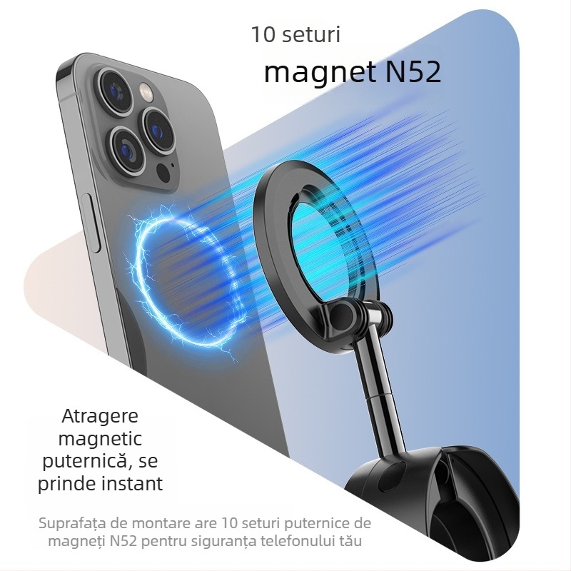 Suport magnetic pentru telefon compatibil MagSafe, rotire de 720°, pliabil, din ABS+PC, funcție anti-shake, pentru călătorii cu avionul și trenuri rapide