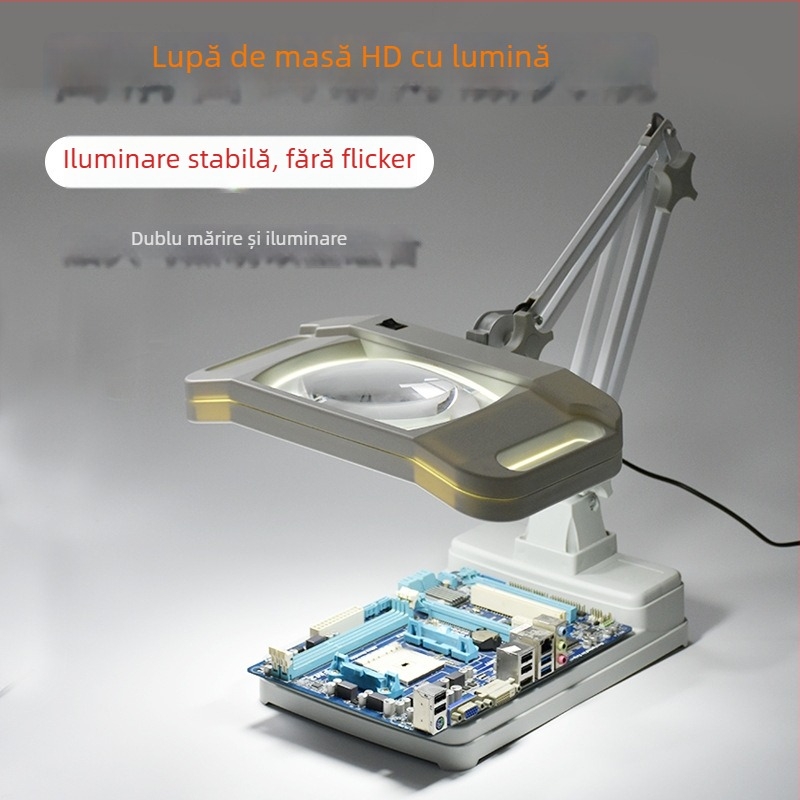 Lupa de birou cu iluminare LT-86I, mărire 10x, diametru 110×170 mm, ABS