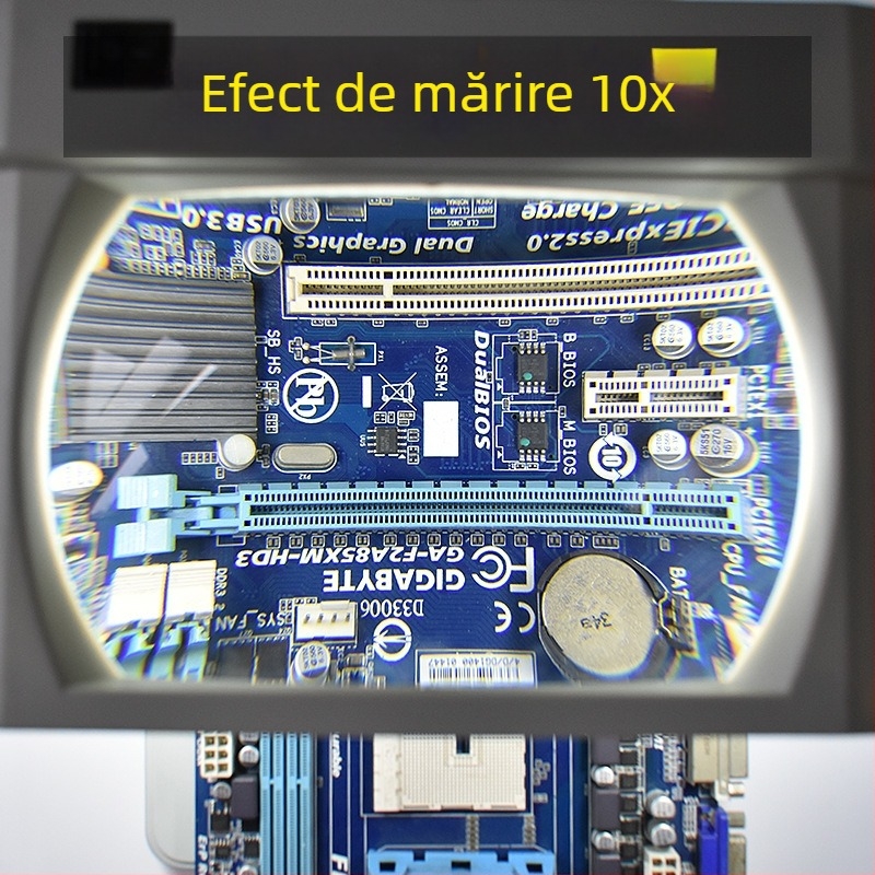 Lupa de birou cu iluminare LT-86I, mărire 10x, diametru 110×170 mm, ABS