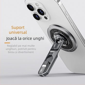 Suport magnetic pentru telefon, cu două fețe, de birou, pliabil din metal, aliaj de zinc + silicon