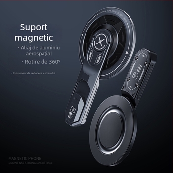 Suport magnetic pentru telefon, cu două fețe, de birou, pliabil din metal, aliaj de zinc + silicon