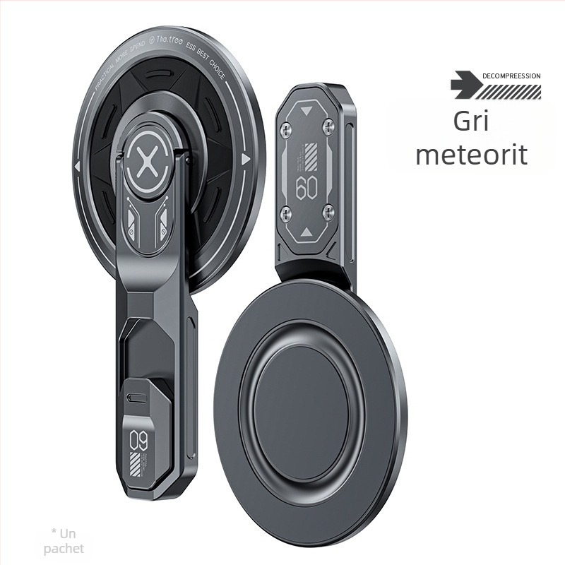 Suport magnetic pentru telefon, cu două fețe, de birou, pliabil din metal, aliaj de zinc + silicon