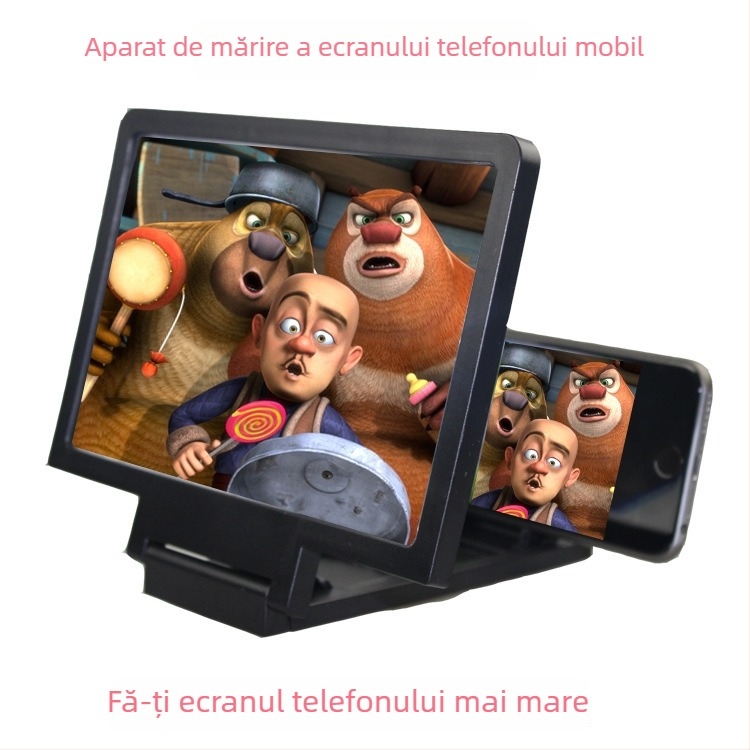 Lupă de ecran 3D pentru telefonul mobil, corp ABS, suport Lazy Stand, anti-miopie, personalizare disponibilă