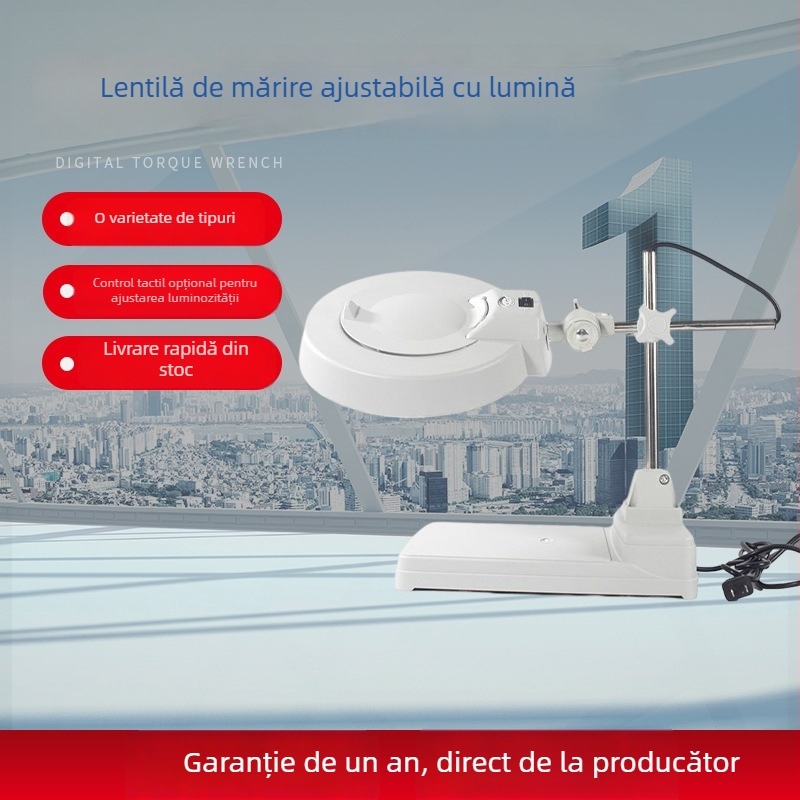 LT-86B lupă optică cu LED pentru birou, suport reglabil, 10× mărire
