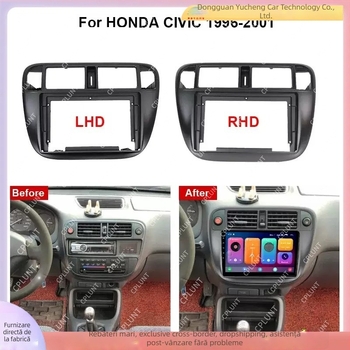 Panou de navigație Android cu ramă față pentru Honda Civic (1996–2001) – ABS+PC, kit ramă față, Suport pentru personalizare