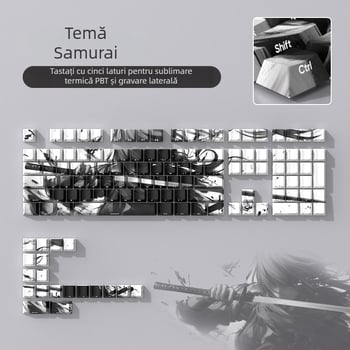 Tastatură mecanică cu capace PBT, 127 de taste, iluminare RGB, rezistentă la apă, personalizabilă