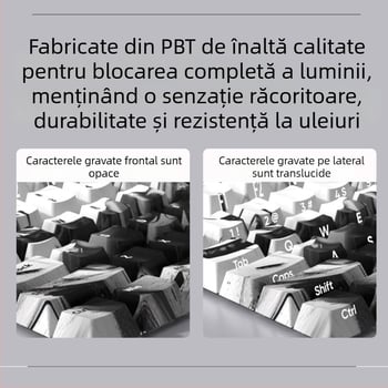 Tastatură mecanică cu capace PBT, 127 de taste, iluminare RGB, rezistentă la apă, personalizabilă