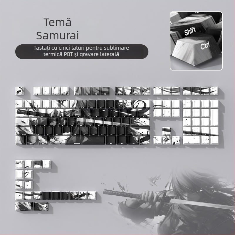 Tastatură mecanică cu capace PBT, 127 de taste, iluminare RGB, rezistentă la apă, personalizabilă