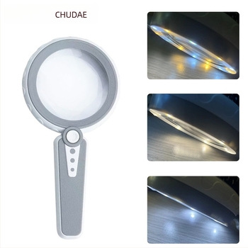 Lupa de mărire manuală cu două lentile, lampă – lupă de citire cu diametru mare pentru vârstnici