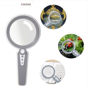 Lupa de mărire manuală cu două lentile, lampă – lupă de citire cu diametru mare pentru vârstnici