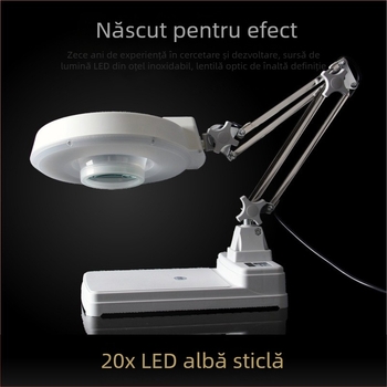 Lupa de birou LT-86C, 20x mărire, diametrul lentilei 127 mm, lentilă din sticlă optic, Siqite
