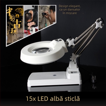 Lupa de birou LT-86C, 20x mărire, diametrul lentilei 127 mm, lentilă din sticlă optic, Siqite