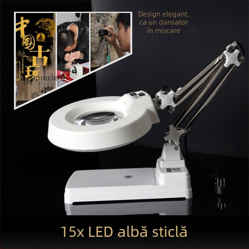 Lupa de birou LT-86C, 20x mărire, diametrul lentilei 127 mm, lentilă din sticlă optic, Siqite