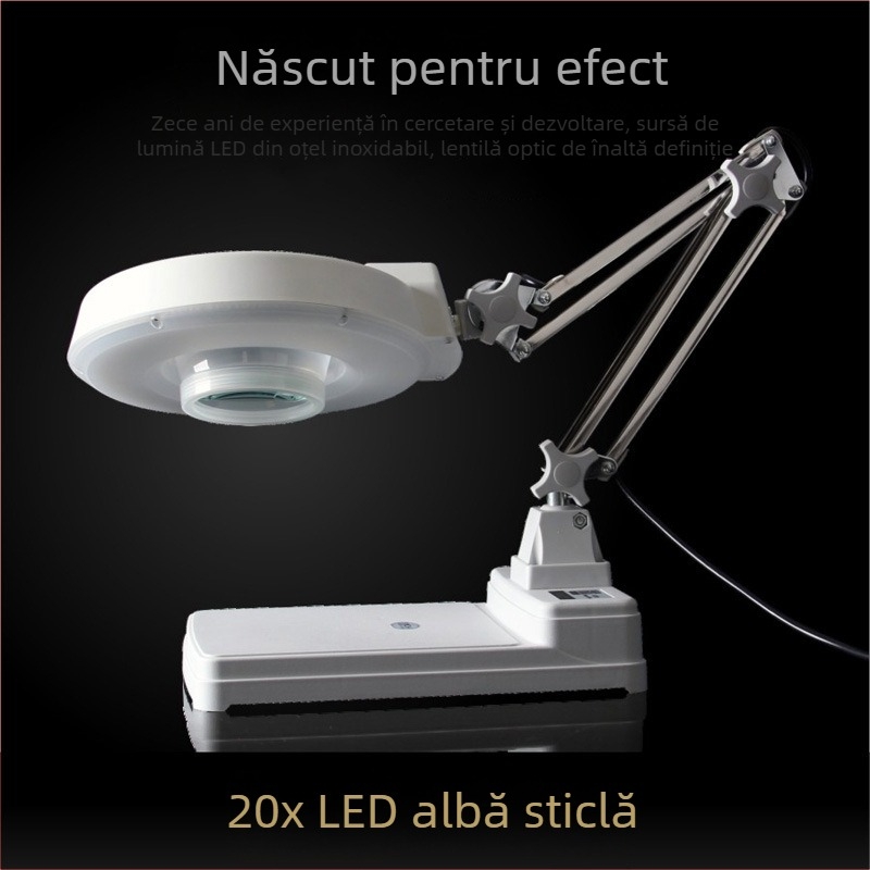 Lupa de birou LT-86C, 20x mărire, diametrul lentilei 127 mm, lentilă din sticlă optic, Siqite