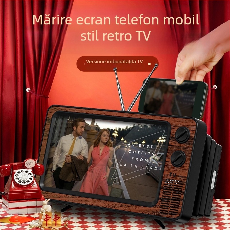 Suport de birou pentru telefon cu amplificator de ecran integrat (ABS, lentile acrilice, stil general)