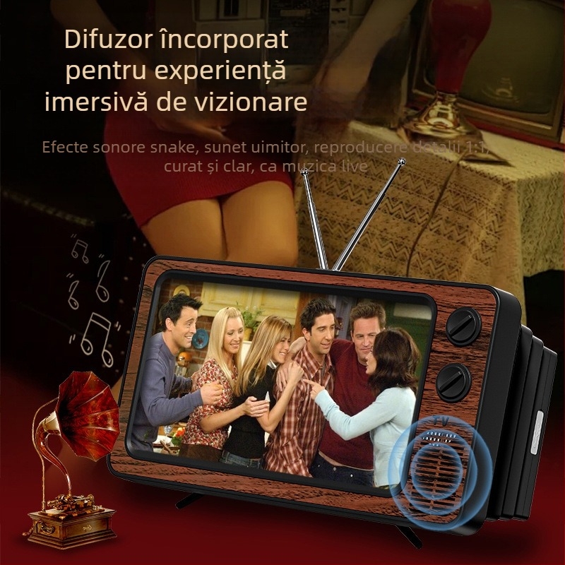 Suport de birou pentru telefon cu amplificator de ecran integrat (ABS, lentile acrilice, stil general)