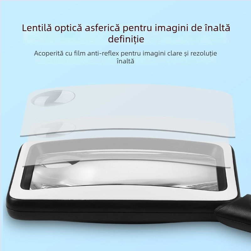 Lupa de citit portabilă cu alimentare USB, 4x mărire, pătrată, 20 LED-uri, model 1311