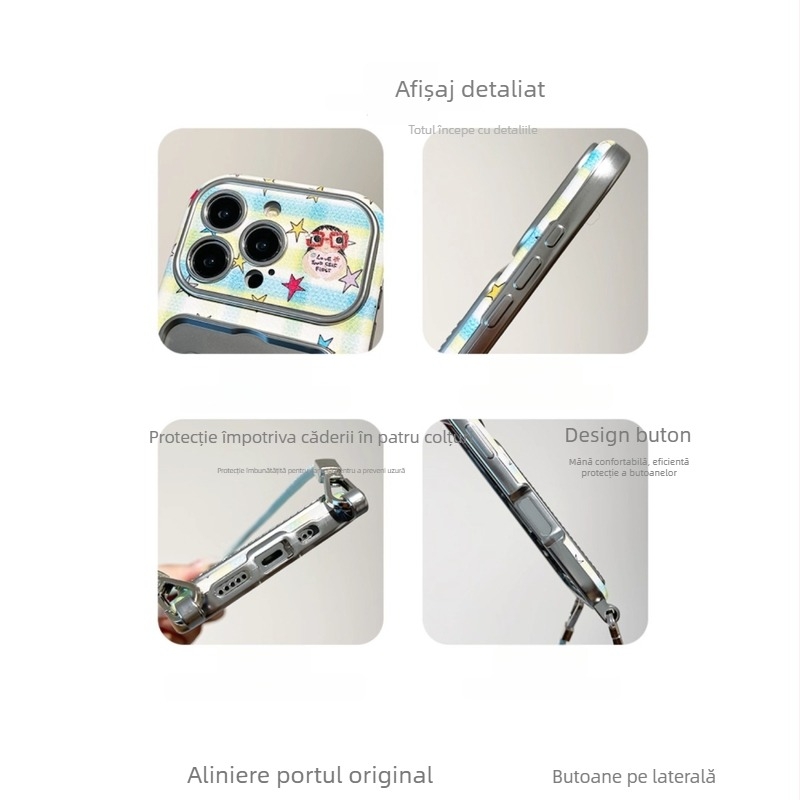 Husă de telefon cu ilustrație cu o fată în stil koreano-japonez, material TPU, protecție anti-cădere, pentru iPhone 16 Pro și iPhone 17 Pro Max