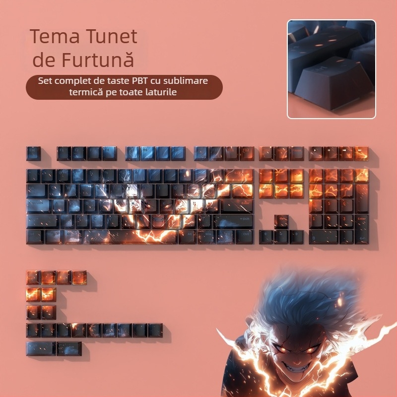 Set capace PBT Heat Sublimation pentru keyboard mecanic - 127 taste, iluminare RGB, compatibilitate universală, compatibil cu Blue Switch