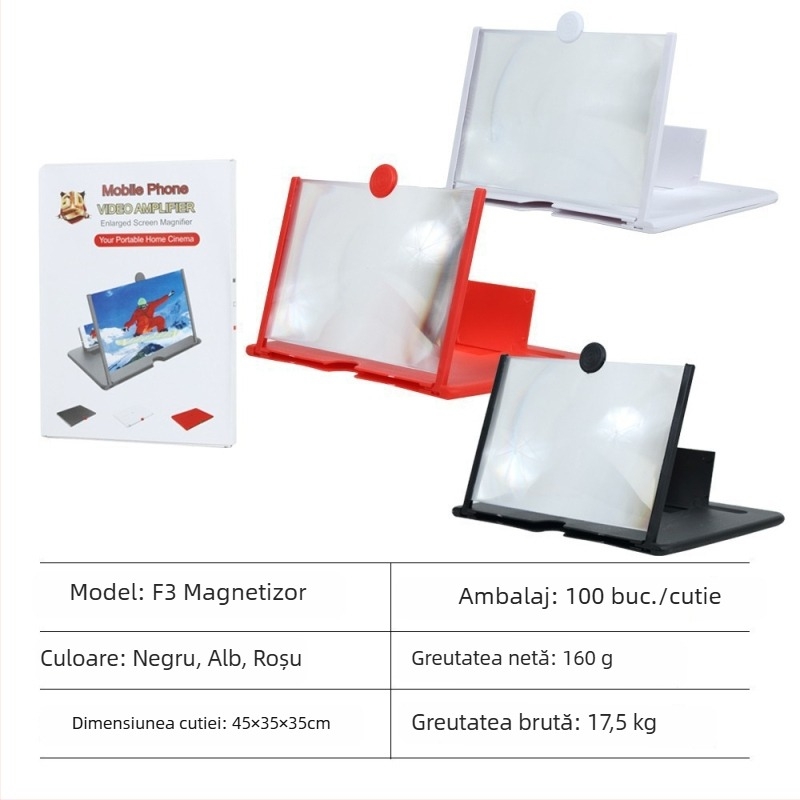 Suport pentru ecranul telefonului cu lupă 3D HD — suport de birou din plastic, brand Xin Yihan, personalizare disponibilă