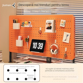 Raft de depozitare cu tablă perforată, montaj fără găuri, design vertical pentru biroul studențesc