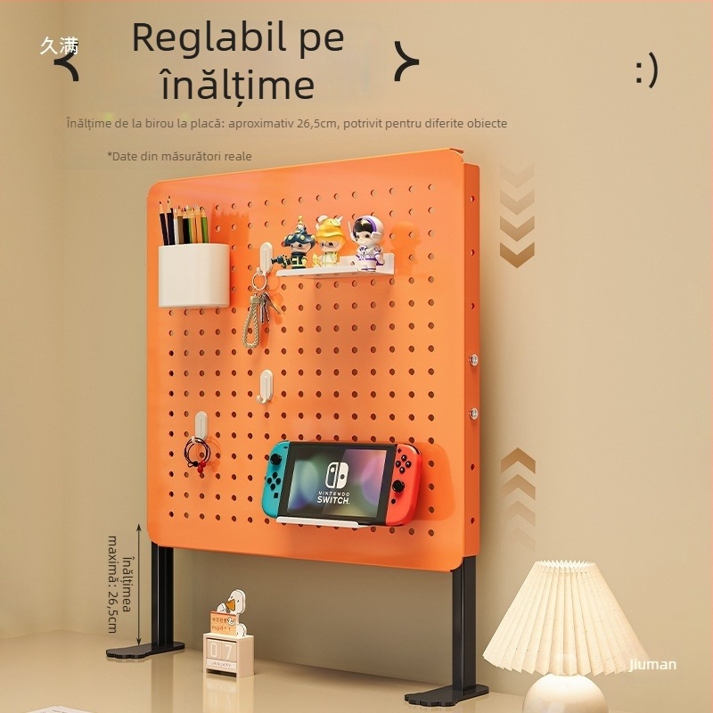 Raft de depozitare cu tablă perforată, montaj fără găuri, design vertical pentru biroul studențesc