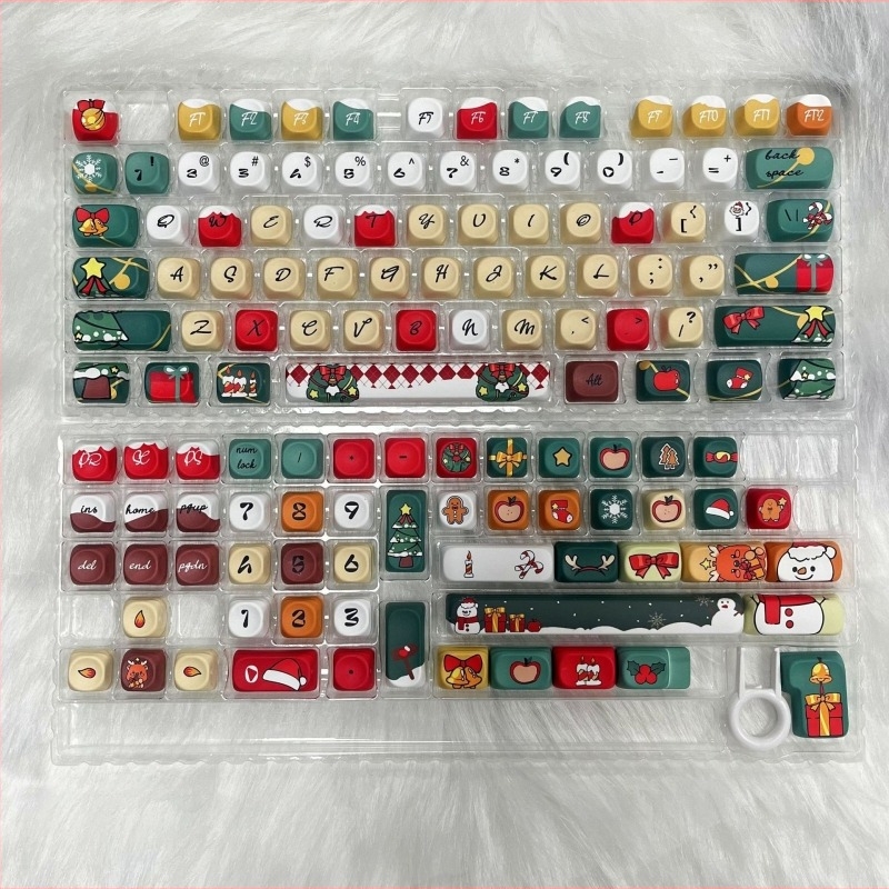 Set de capace PBT pentru tastatură mecanică, 129 de taste, dye-sublimation, compatibil cu switch-uri verzi, conectat prin cablu