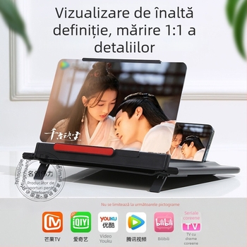 Suport pentru telefon cu amplificator de ecran — afișaj ultra-clar pentru desktop, compatibil Apple și Huawei, cod HDK