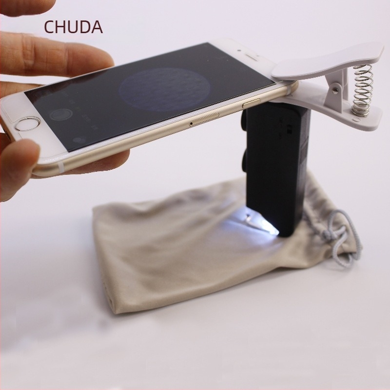 Lupă de mărire portabilă cu clips pentru telefon, mărire 60-100×, pentru identificarea bijuteriilor și a antichităților.