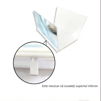 Lupa de ecran pentru telefon cu suport de proiecție, lupă 3D HD, ultra-subțire, mărire 1–2x, distanță de vizionare 1–3 m