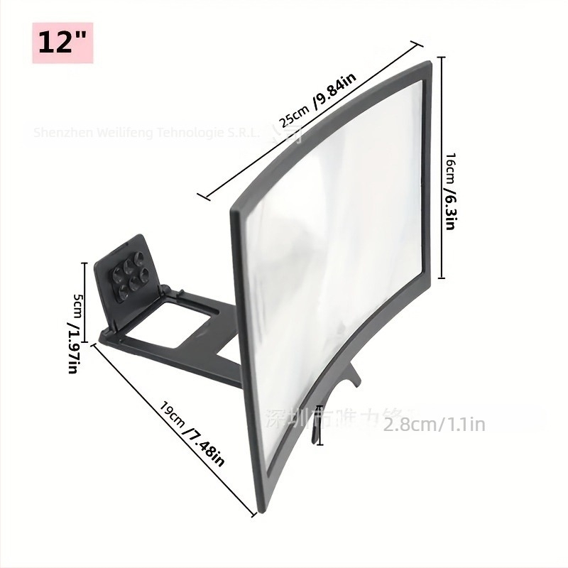 Suport de amplificare a ecranului pentru telefon, cu ecran curbat, design 3D creativ, model T6, bază de birou multifuncțional, din plastic