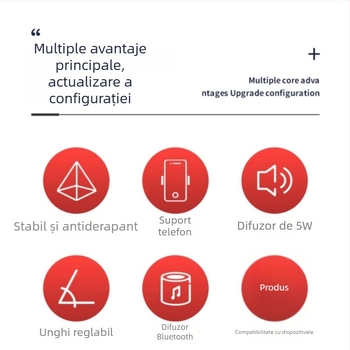 Suport de filmare de sus cu difuzor Bluetooth și suport pentru telefon – ABS plastic