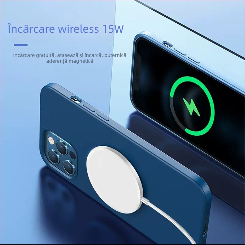 Încărcător wireless MagSafe cu aliniere magnetică pentru iPhone 12–16, încărcare rapidă PD 15W, ieșire 2A