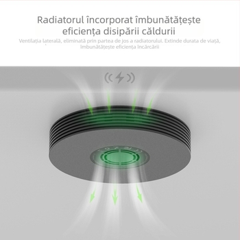 Încărcător wireless 10W cu ventilator de răcire, încărcare rapidă QC3.0, intrare 12V, ieșire 2A