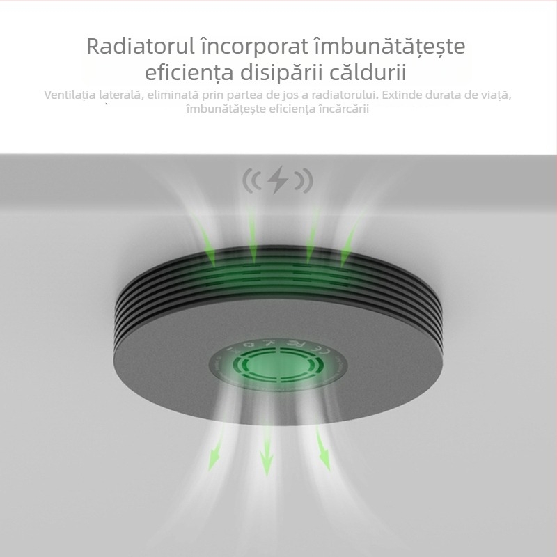 Încărcător wireless 10W cu ventilator de răcire, încărcare rapidă QC3.0, intrare 12V, ieșire 2A