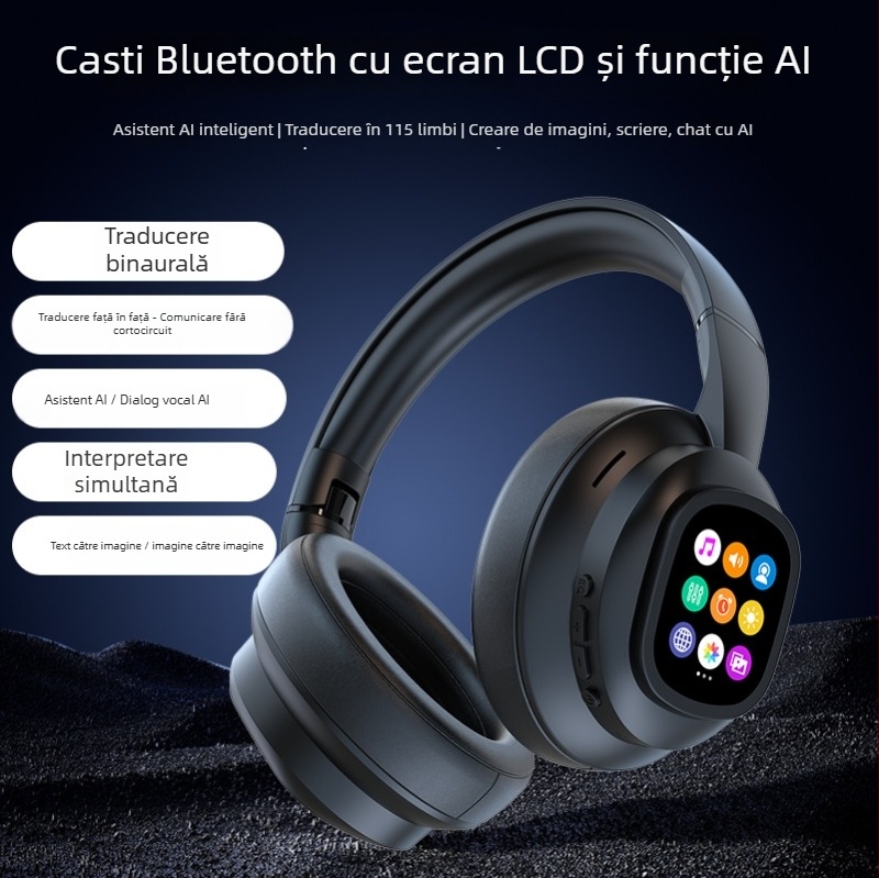 Căști wireless pentru gât cu afișaj și traducere AI, X1 PRO Bluetooth, difuzoare de 10 mm