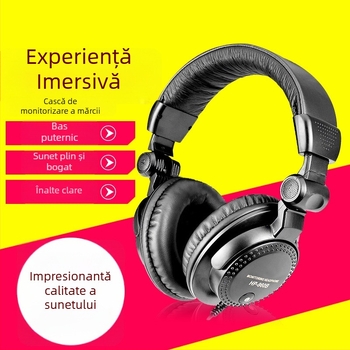 Căști de monitorizare supraaurale, cu cablu, pentru PC, conector 3,5 mm / 6,3 mm, conectare dreaptă, fără microfon, stil retro, model All-win 960