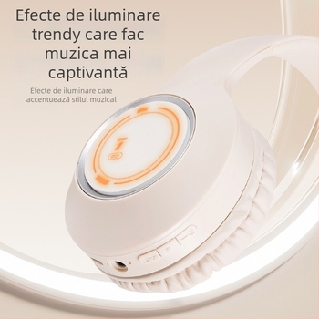 Căști Bluetooth pentru gaming M3 cu lumină de respirație, fără fir/pe fir, sunet stereo bilateral, Bluetooth 5.3, rază de 10 m
