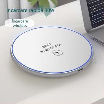 Încărcător Qi wireless pentru birou, rotund, metalic, ultra-subțire, 15W PD, 2A