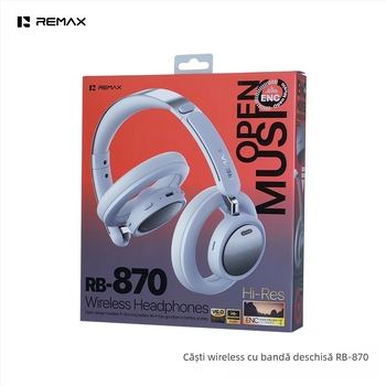 Remax căști wireless pentru cap cu reducere ENC a zgomotului, Bluetooth 6.0, rază de 10 m, sunet stereo, autonomie peste 8 ore