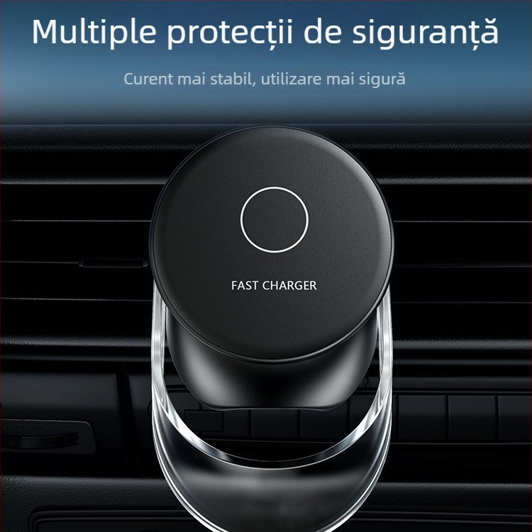 Încărcător auto fără fir MagSafe 15W cu suport magnetic pentru telefon și suport de navigație, încărcare rapidă QC3.0