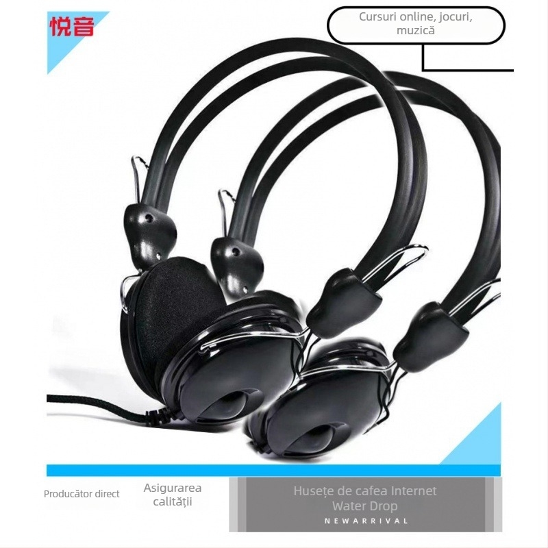 Headset cu fir pentru PC, pentru e-sports, stil retro, mufa 3.5 mm, cablu de 1.8 m, fara microfon