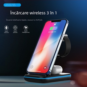 Încărcător wireless 3 în 1 pentru telefon, ceas și căști, cu PD3.0, ieșire 15W, încărcare magnetică, afișaj digital (GY-Z8A)