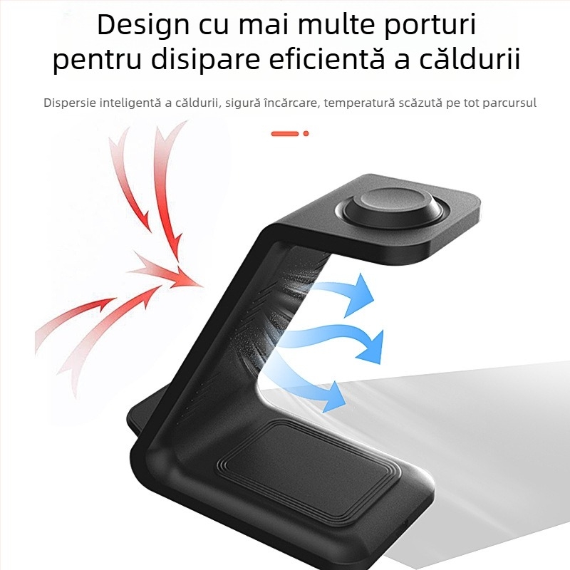 Încărcător wireless MagSafe cu bobine duale, 15W, 3 în 1 aliniere magnetică, compatibil cu telefoane Apple și Huawei